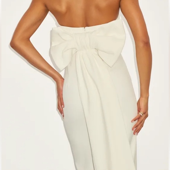 NWT Lulus Fabulous Phenomenon White Strapless Bow Midi Dress - Picture 5 of 6